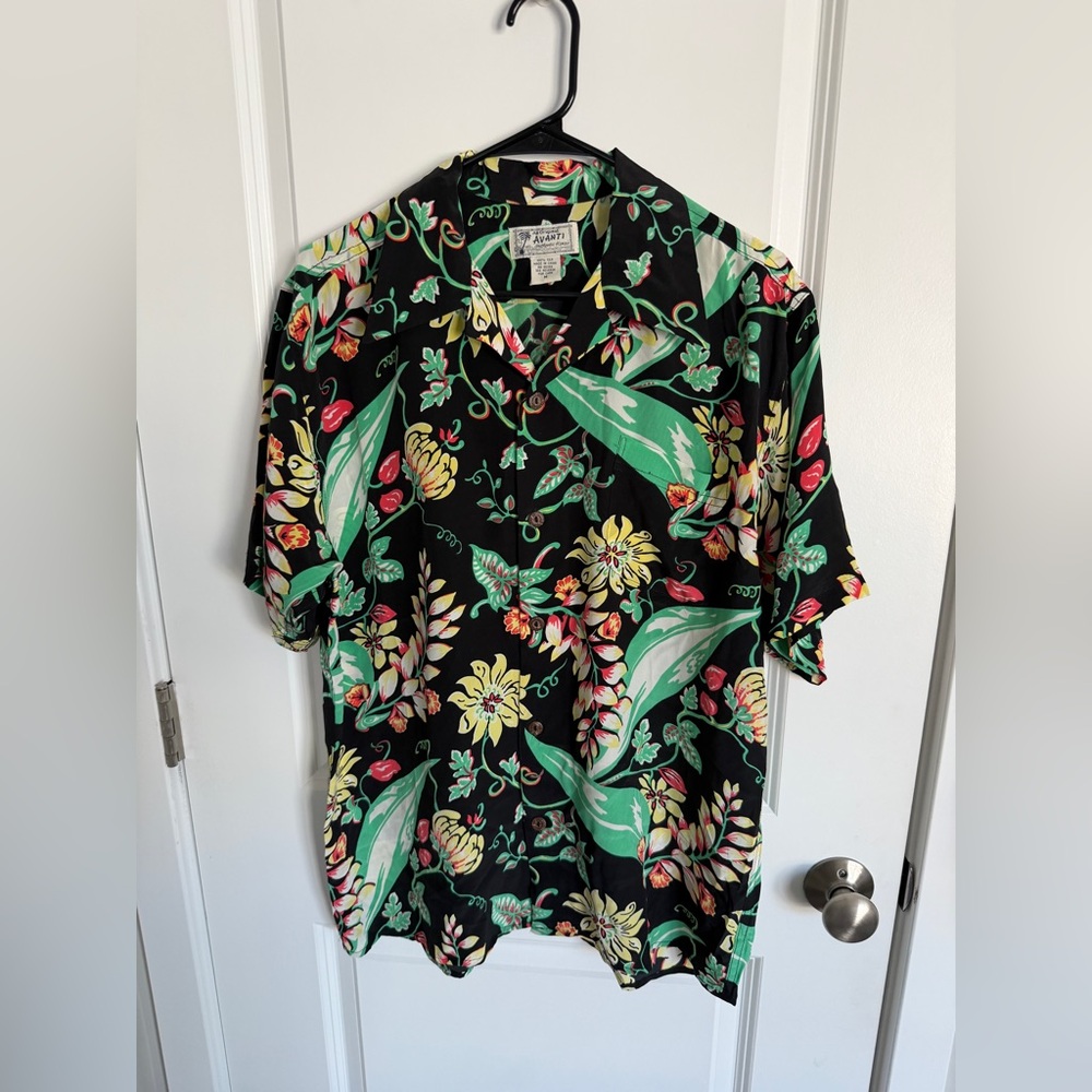 Avanti Black and Green Floral Men's Shirt